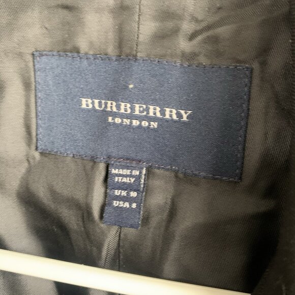 Burberry London 100% Wool Single Breasted Jacket Black Size 8 Black - Picture 9 of 14